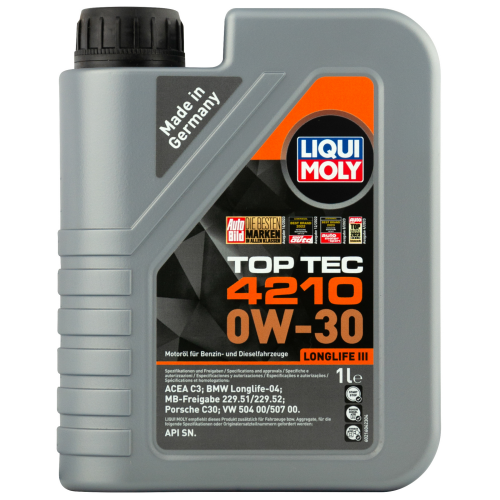 21604 LiquiMoly НС-синт. мот.масло Top Tec 4210 0W-30 C3 (1л) - 1 л