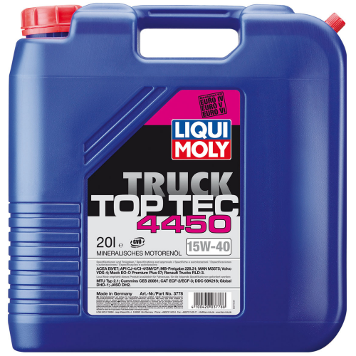 3778 LiquiMoly Мин. мот.масло Top Tec Truck 4450 15W-40 CK-4/SN E9 (20л) - 20 л
